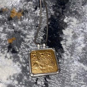 Egyptian Style Chico’s Gold & Silver Colored Metal Necklace & Pendant.